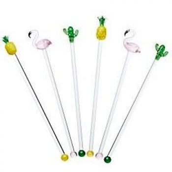 BarCraft Tropical Chic Novelty Glass Cocktail Stirrers