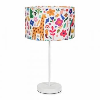 Charlie White Table Lamp with Tropical Drum Shade