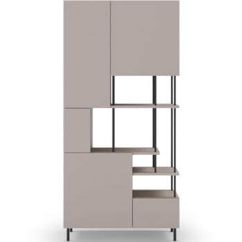 Bibliothèque à 6 étages, 5 portes, couleur beige 84 cm – Lise