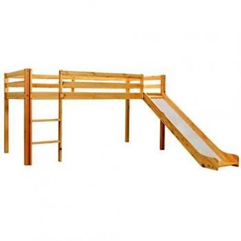 Letto a Soppalco con Scivolo e Scala per Bambini in Pino 97x208cm