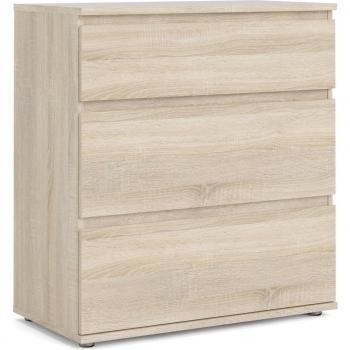 Commode 3 tiroirs Dmora – couleur chêne, 76×83×40 cm