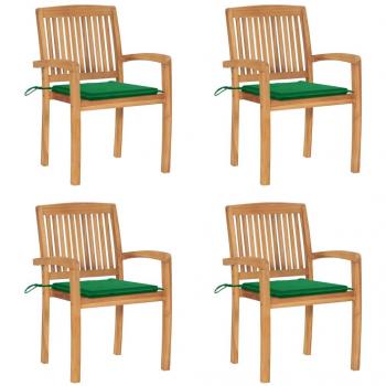 Chaises Empilables Teck 4×, Coussins pour Jardin