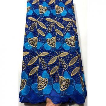 Tela Bordada de Algodón para Vestidos (5 yardas)