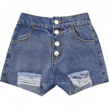 Short en jean avec effets usés pour adolescentes