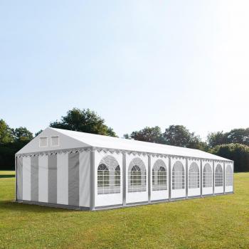 Toolport 6×24m 2.6m Marquee Party Tent with Ground Frame – Grey/White,