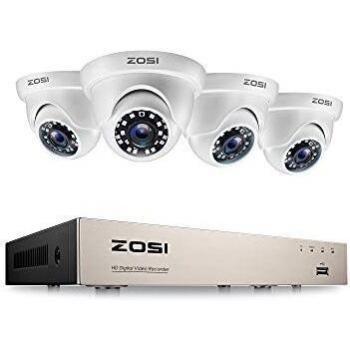 ZOSI Sistema de Seguridad 8CH H.265+ 2MP DVR y 4 Cámaras Exteriores