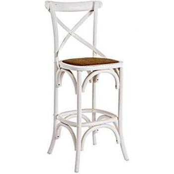 BIZZOTTO Cross Sgabello Bar, Finitura Poliuretanica, Olmo, Bianco, 47x43x119 cm