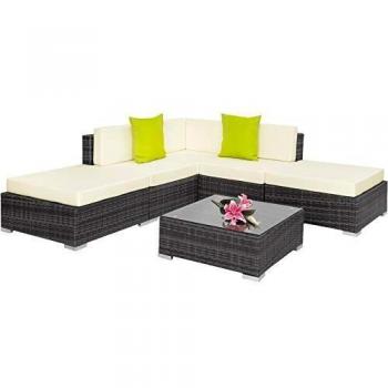 Alluminio & Polyrattan TecTake 403295 – Set Mobili Esterni con Design Grigio