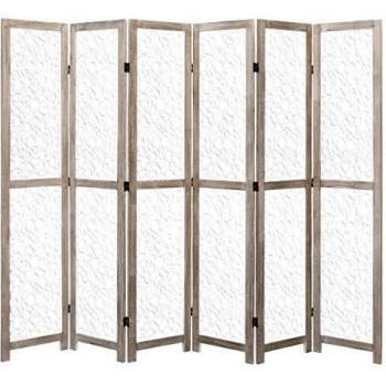 Raumteiler 6-teilig Weiß 210 X 165 Cm Massivholz