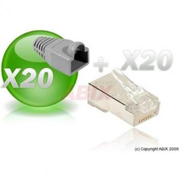 Lot de connecteurs RJ45 8-8 blindés avec manchon