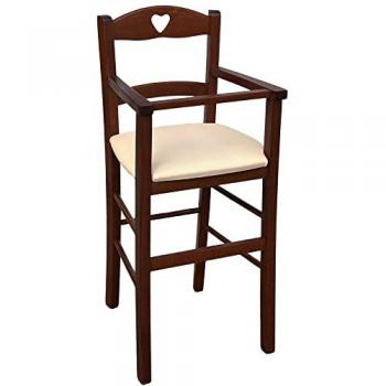 Bureau‑chaise Okaffarefatto, haut en noyer brun, coussin cuir beige