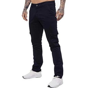 Enzo Men’s Slim Fit Navy Cargo Chinos – 36R