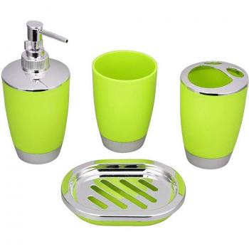 Cubo de Baño 4‑Piezas con Soporte Dental