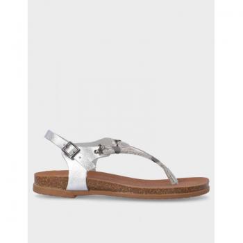 Sandalias de piel trenzada plateado Porronet para mujer