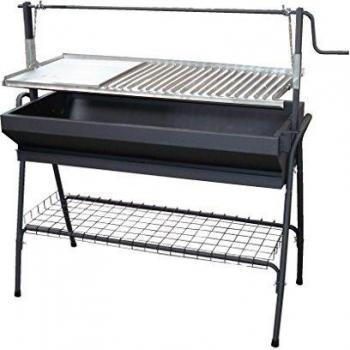 Barbacoa con parrilla y plancha de inox con elevador