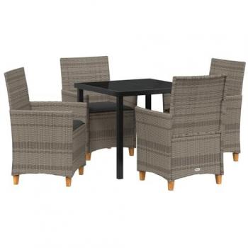 Piatto completo di 5 sedie da giardino in polyrattan