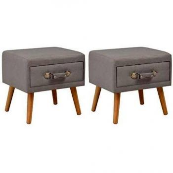 Tables de chevet en tissu gris 2 pcs 40x35x40 cm