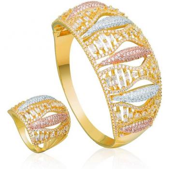 Luxury 2PCS Bangle Ring Set for Wedding Engagement