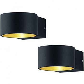 Trio LED Wandlampe Uplight Downlight schwarz gold 2er Set