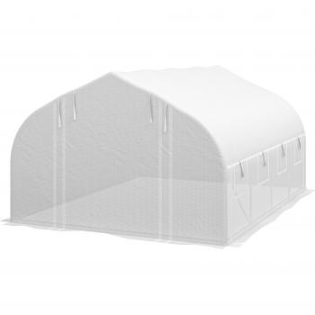 Serra da Giardino Outsunny Tunnel con 4 Porte Avvolgibili in Acciaio e PVC Trasparente 296x100x80cm