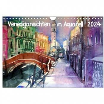 Wandkalender 2024 mit Venedigansichten in Aquarell