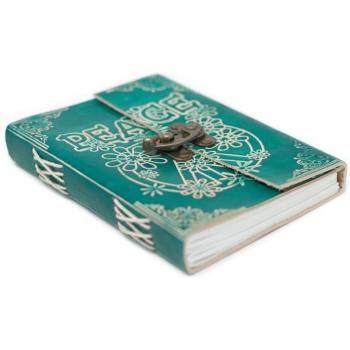 Bali-Homedecor Deko Lederbuch grün Gelassenheit (18x13 cm)