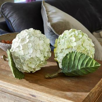 Lot de 2 fleurs décoratives Hortensia vert/blanc (19 x 22 x 13 cm)