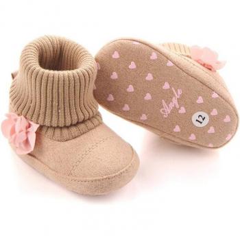 Baby Girl Winter Warm Knit Snow Boots – Toddler Size 0-12 months