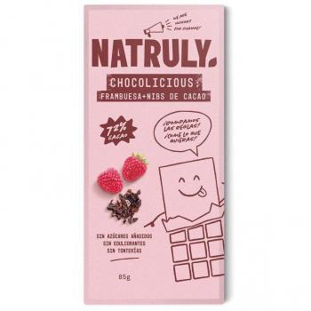 Chocolate con frambuesa y nibs de cacao 85 g 36013 8436575051215 chocolates natruly
