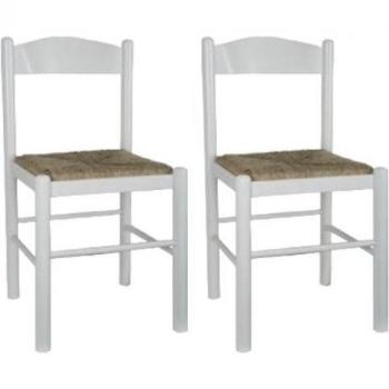 Sedie 2G Shabby Legno Bianco con seduta paglia 43x43x83