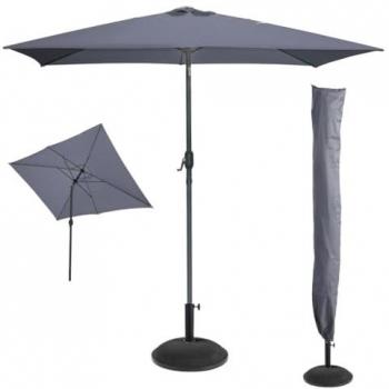 Parasol de Patio Gris Antracita con Funda y Base de 25kg