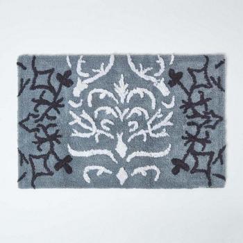 Stilvolle Badematte Damast, Schwarz, 50 x 80 cm