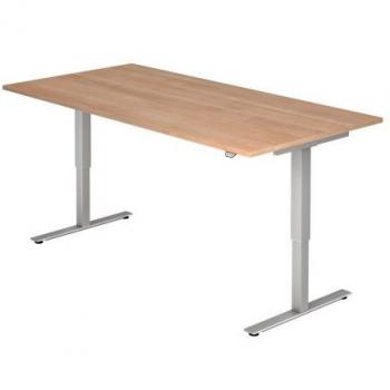 Mcbuero.de elektrisch verstellbarer Schreibtisch 200x100cm Nussbaum/Silber