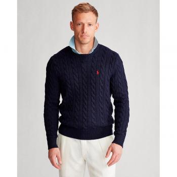 Polo Ralph Lauren Men's Blue Cotton Round-neck Sweater