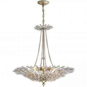 Lampadario a Soffitto Fay 6 Luci E14 Oro Invecchiato, Argento, Cristallo