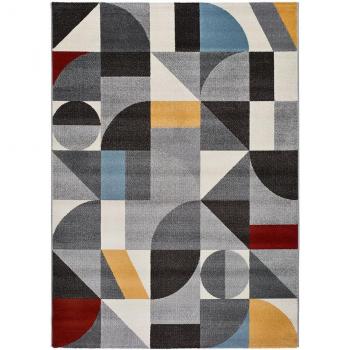 Alfombra geométrica en gris 115x160 cm