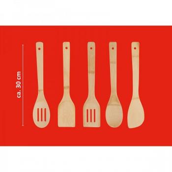 Set di utensili da cucina in bambù con supporto marino