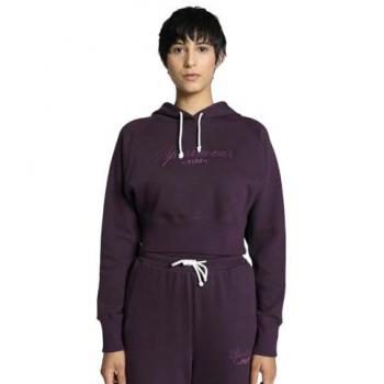 Felpa con cappuccio Puma Classics+ Relaxed Cropped Prugna XS