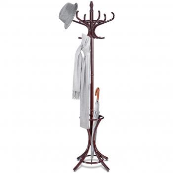 Perchero de Madera 184cm con 12 Perchas para Colgar Ropa y Sombreros Diseño Árbol Marrón