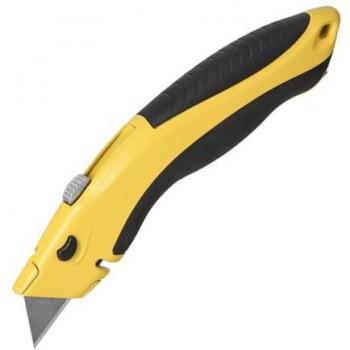 Cutter con hoja retráctil de 20 mm. Cambio hoja rápido carcasa de aluminio agarre engomado. Uso profesional