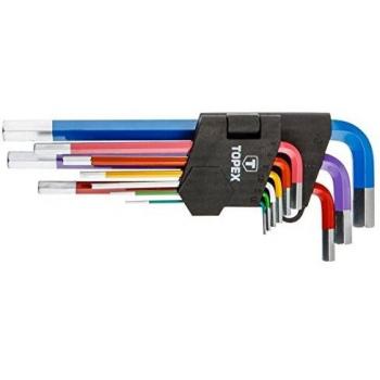 Topex farbiger Imbusschlüssel Satz 9 Teile 1,5-10mm CrV