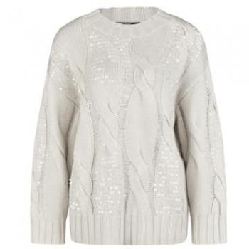 MARC AUREL Blusenshirt Pullover mit transparenten Pailletten silver grey