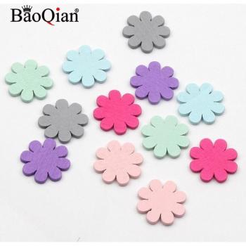 Láminas de madera coloridas con motivos florales, 26mm, 20 piezas
