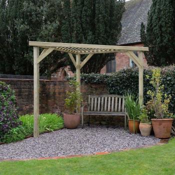 Wooden Corner Pergola with Slatted Design 9'7 x 4'9 (2.9m x 1.5m)