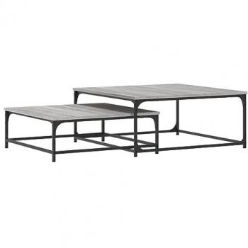 VidaXL Set of 2 Nesting Coffee Tables Grey Sonoma Engineered Wood