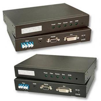 LINDY 500m Fiber Optic DVI-D Dual Link Extender with RS232 & Audio