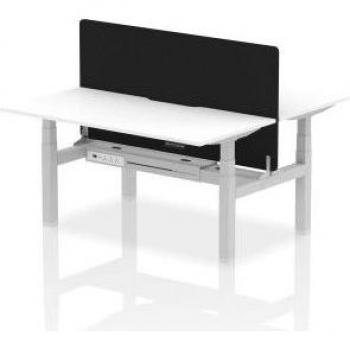 Air Height Adjustable 2 Person Bench Desk White Top Scalloped 1600 x 800mm