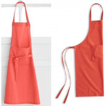 Tablier adulte en coton corail – longueur 79 cm, largeur 104 cm