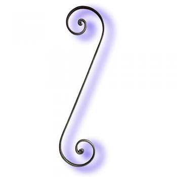 Grande Volute en S à Noyau – 590 mm × 150 mm – Plat lisse 20x8 mm – Fer forgé (à souder)