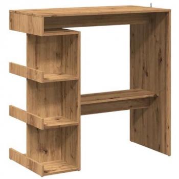 Table de bar avec étagère en chêne artisanal 100x50x101,5 cm